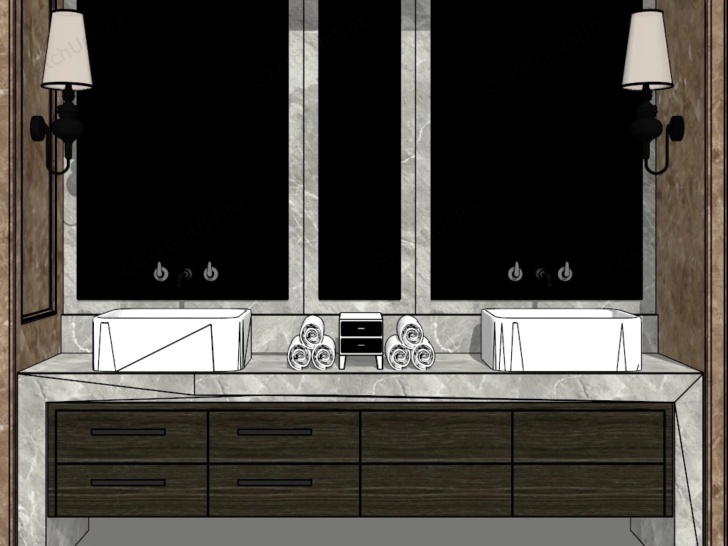 Marble Bathroom Vanity Unit sketchup model preview - SketchupBox