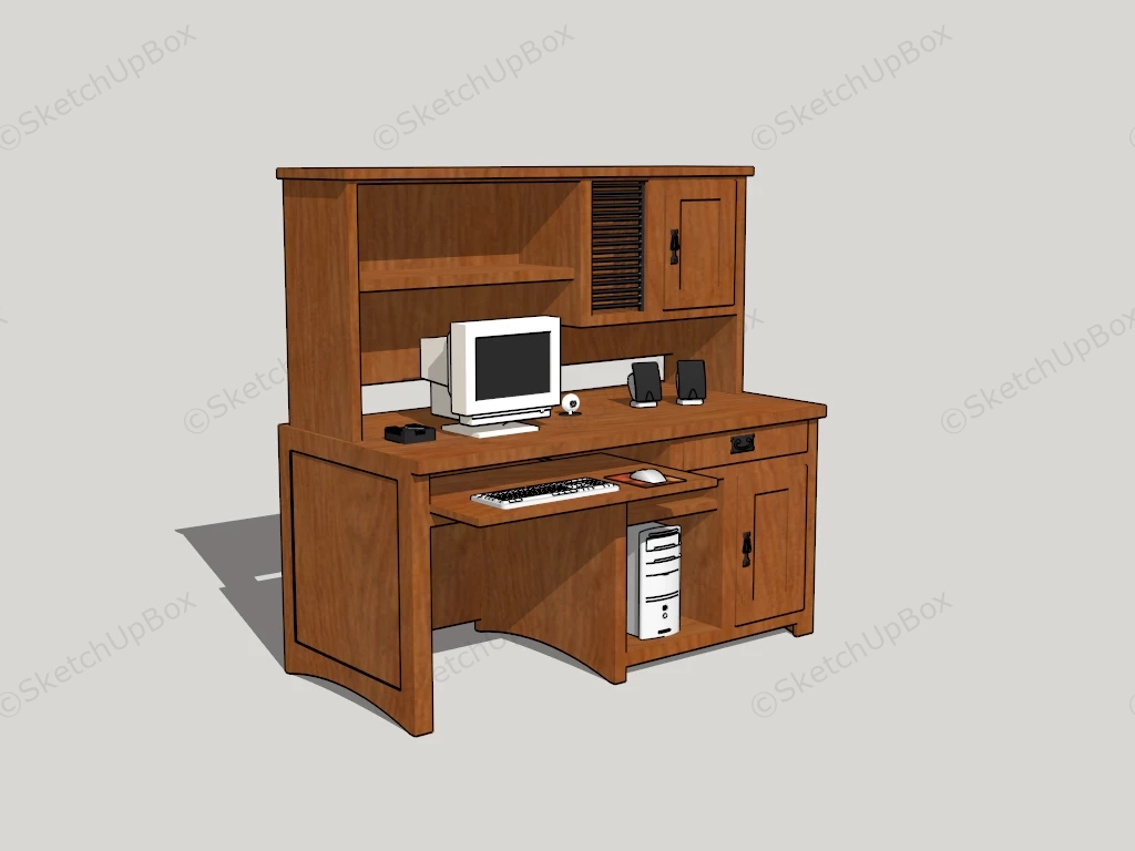 Computer Desk With Hutch sketchup model preview - SketchupBox