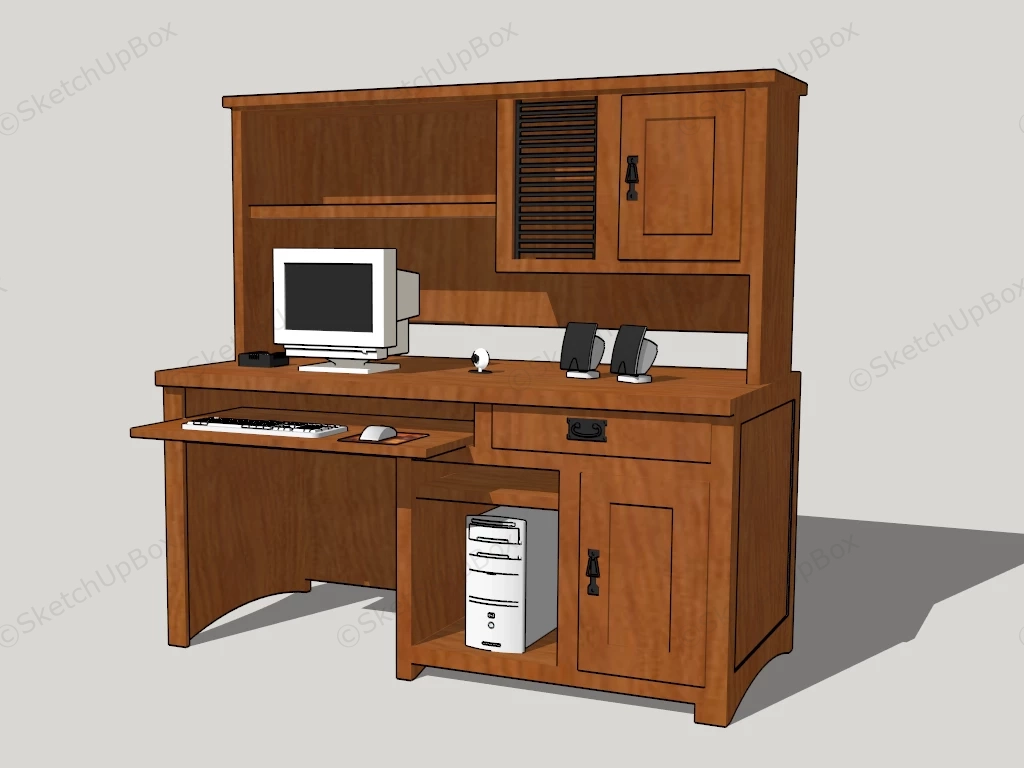 Computer Desk With Hutch sketchup model preview - SketchupBox