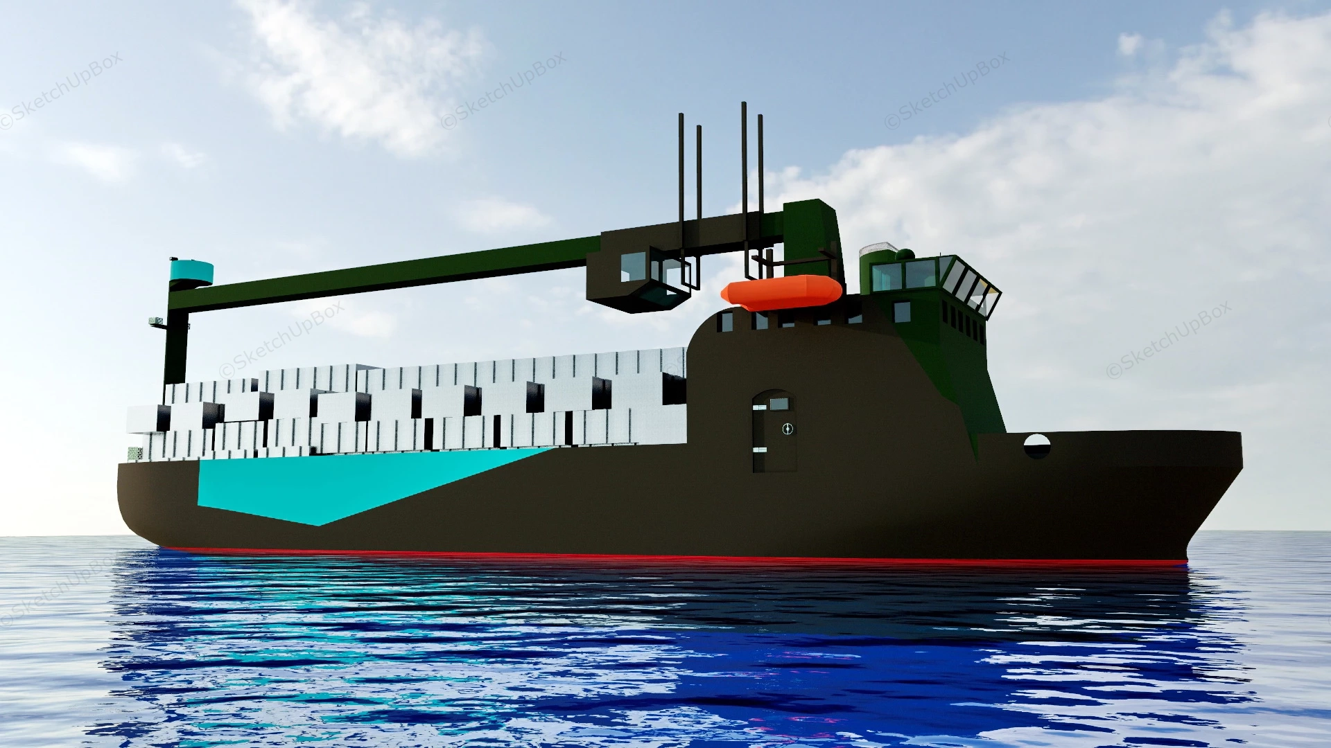 Sea Cargo Container Ship sketchup model preview - SketchupBox