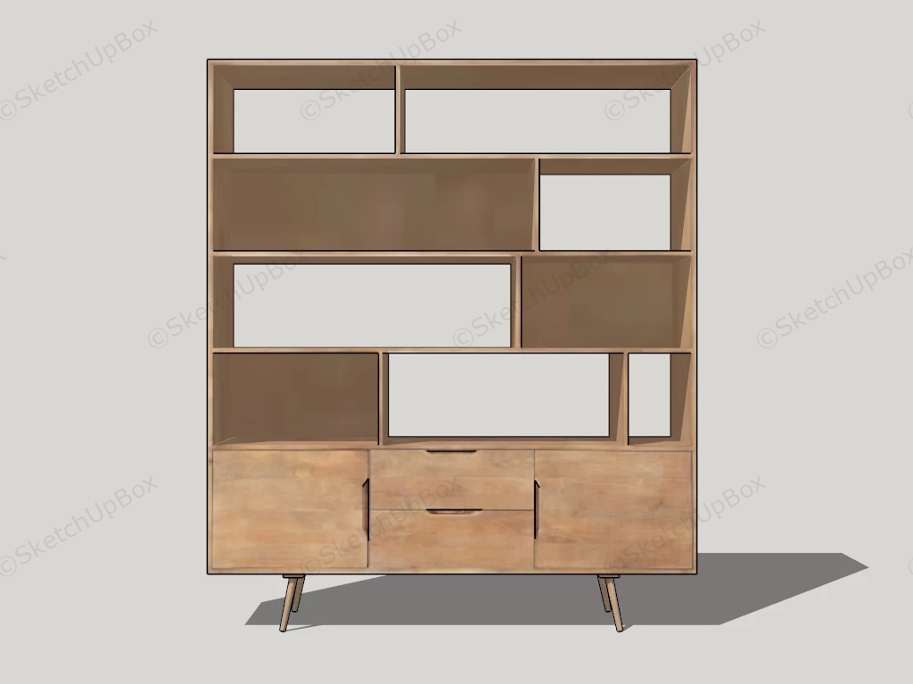 Bookcase With Shelves And Cabinet sketchup model preview - SketchupBox