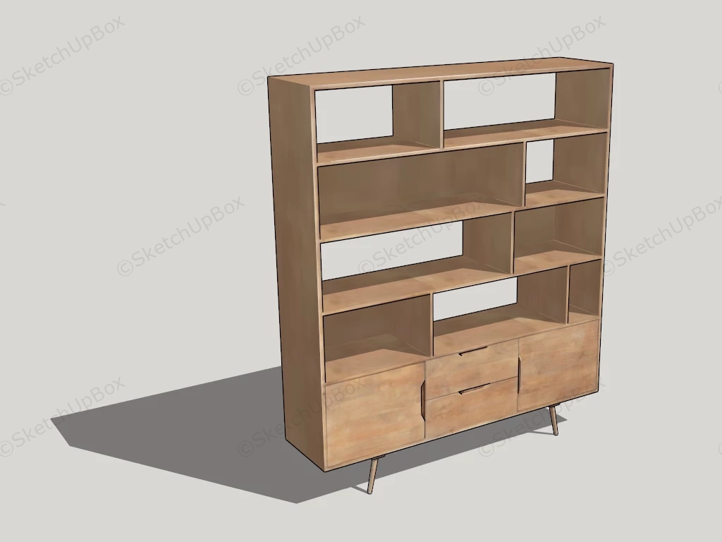 Bookcase With Shelves And Cabinet sketchup model preview - SketchupBox