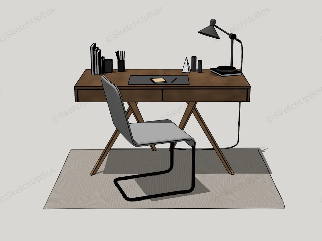 Home Office Desk And Chair Set sketchup model preview - SketchupBox