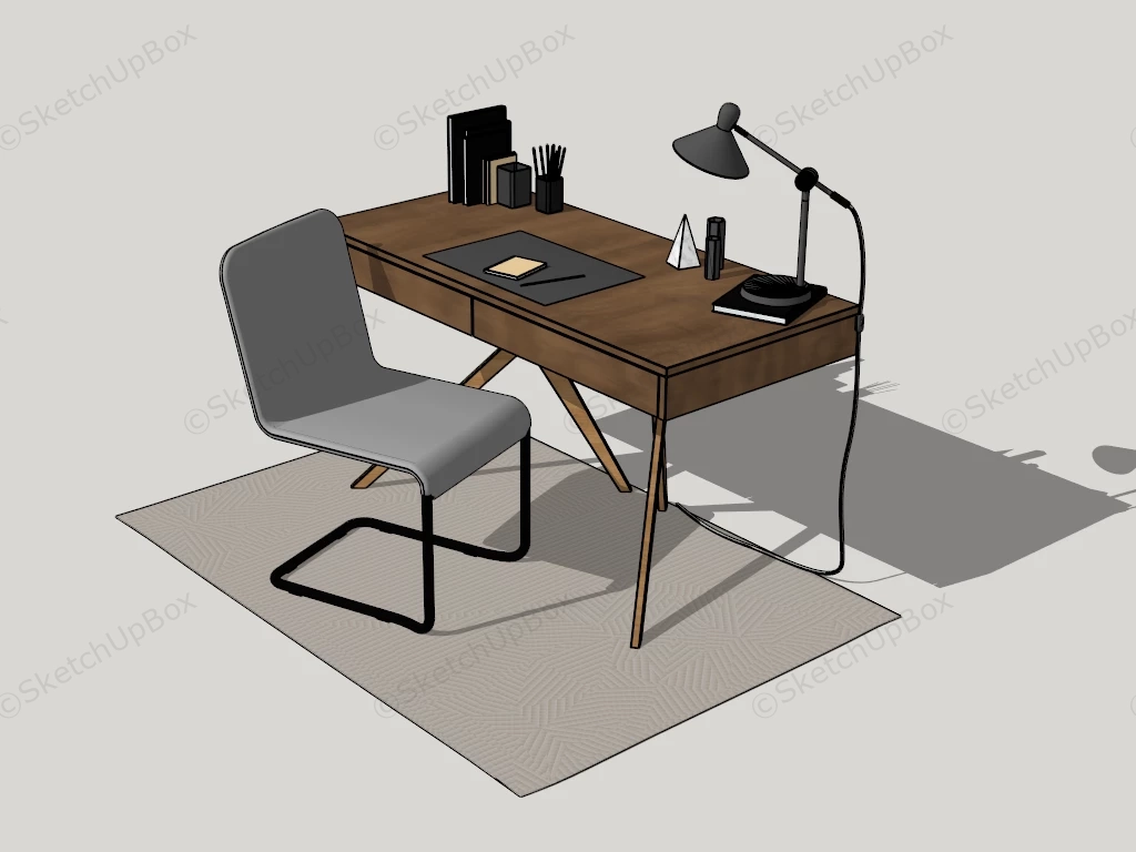 Home Office Desk And Chair Set sketchup model preview - SketchupBox