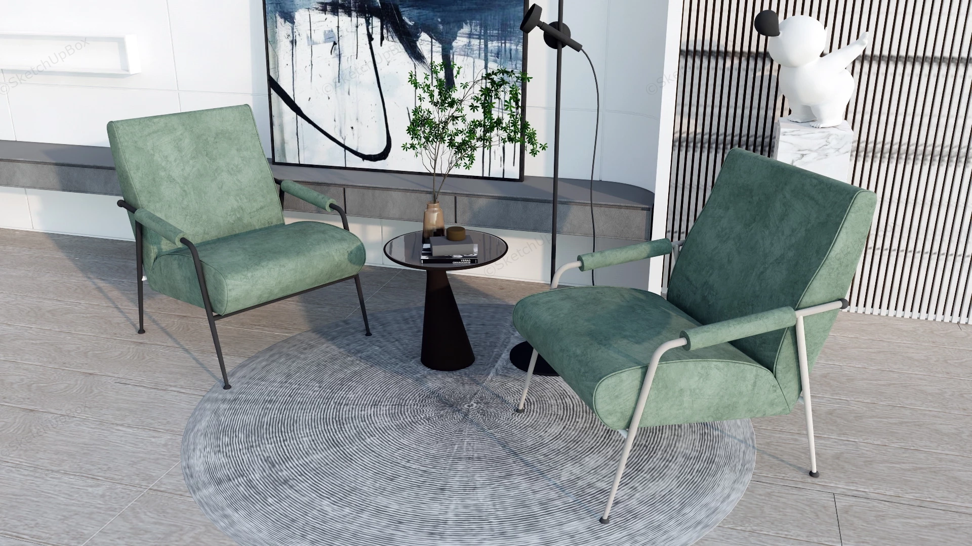 Modern Accent Chairs For Living Room sketchup model preview - SketchupBox