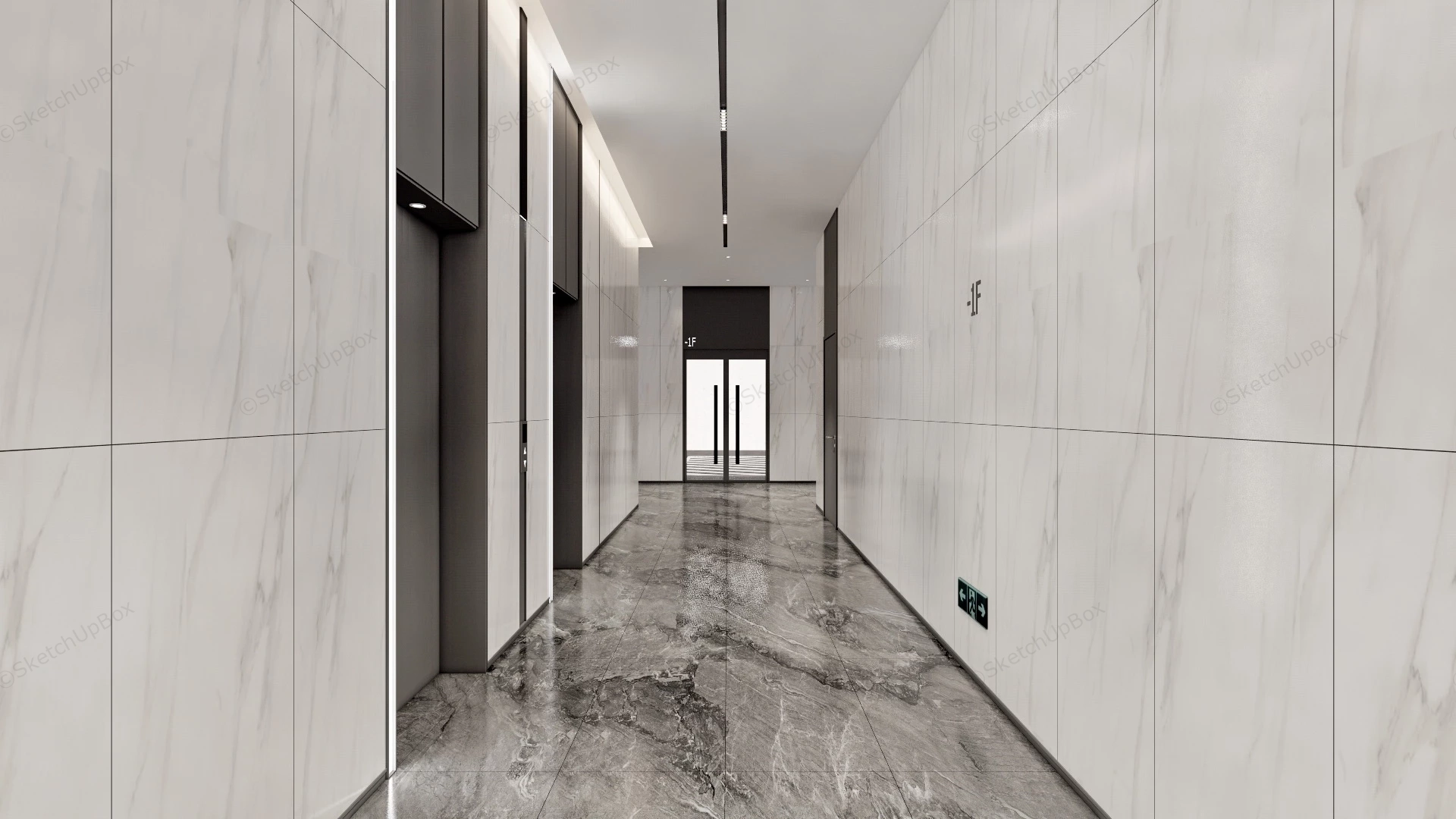 Elevator Corridor sketchup model preview - SketchupBox