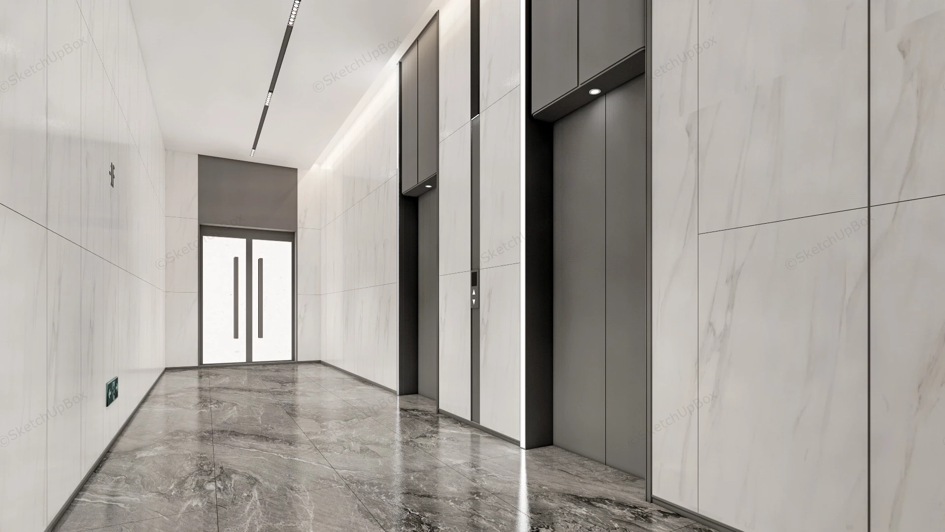 Elevator Corridor sketchup model preview - SketchupBox