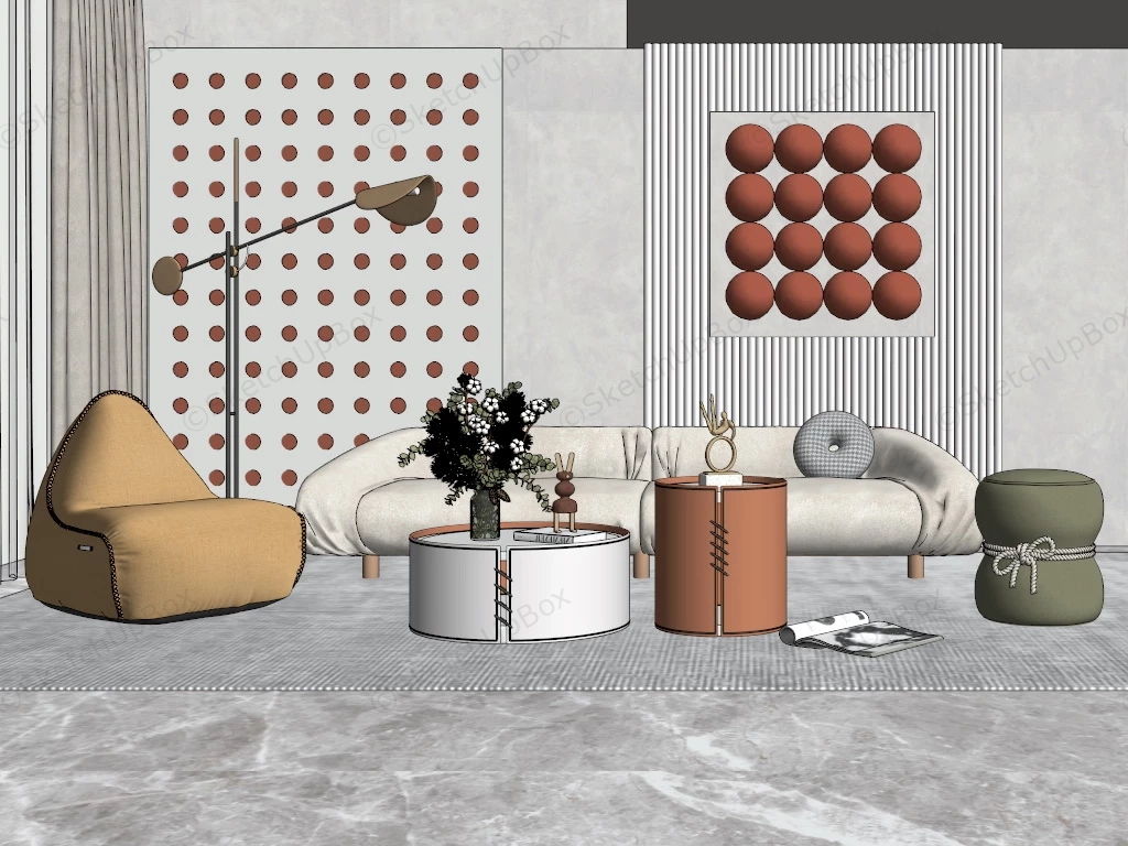 Casual Chic Living Room Ideas sketchup model preview - SketchupBox