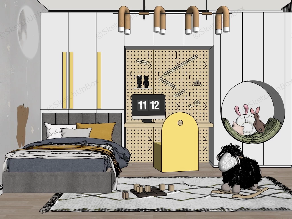 Yellow Kids Room Ideas sketchup model preview - SketchupBox