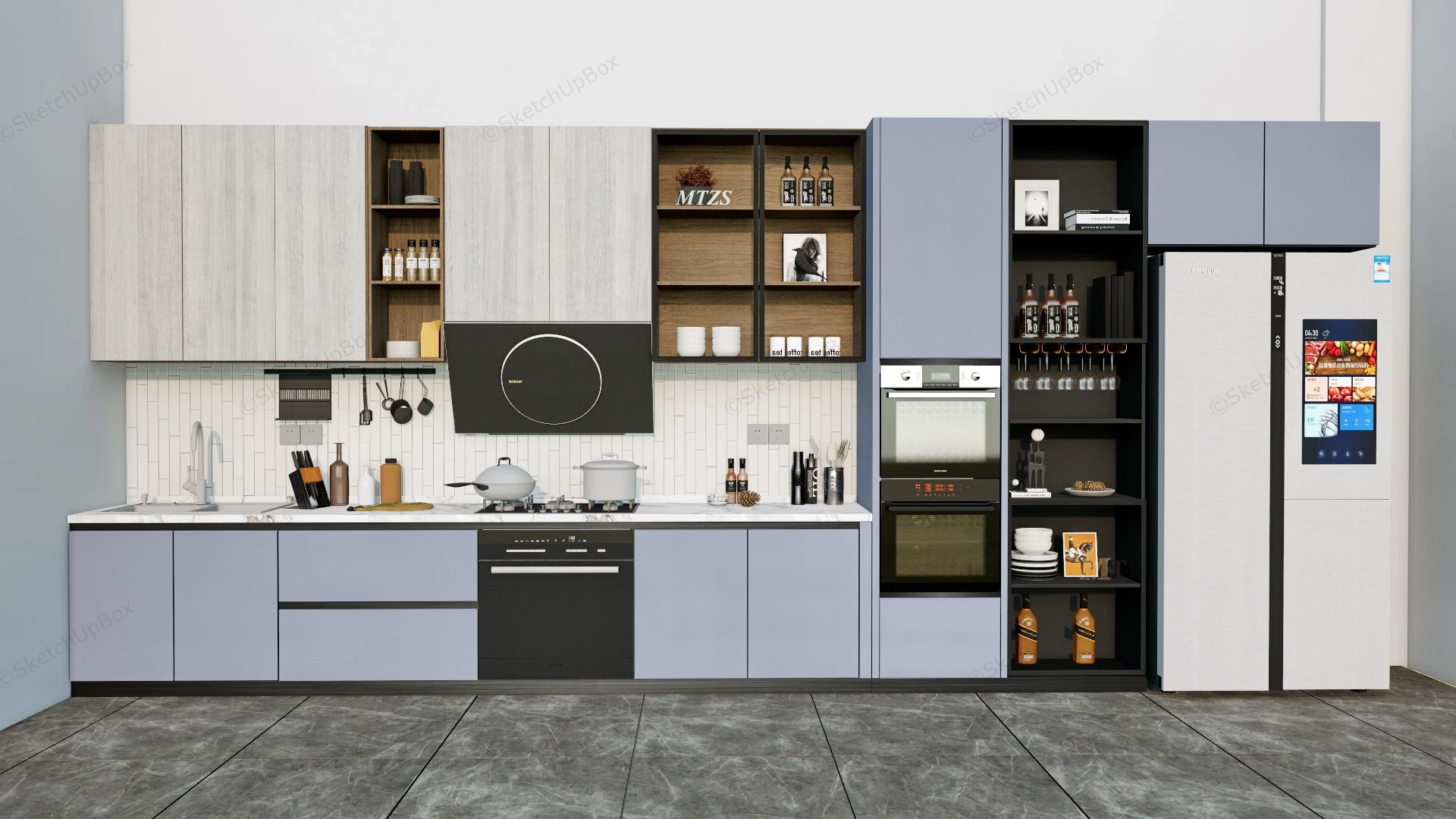 Light Blue And White Kitchen Ideas sketchup model preview - SketchupBox