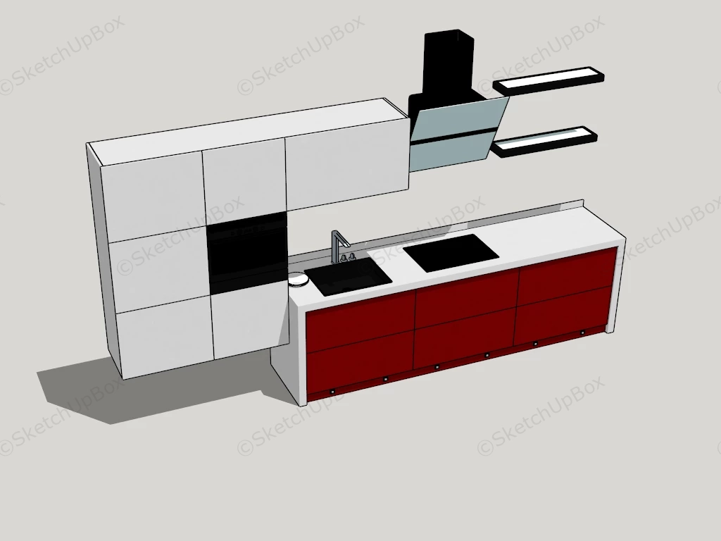 Red And White Kitchen Cabinets sketchup model preview - SketchupBox