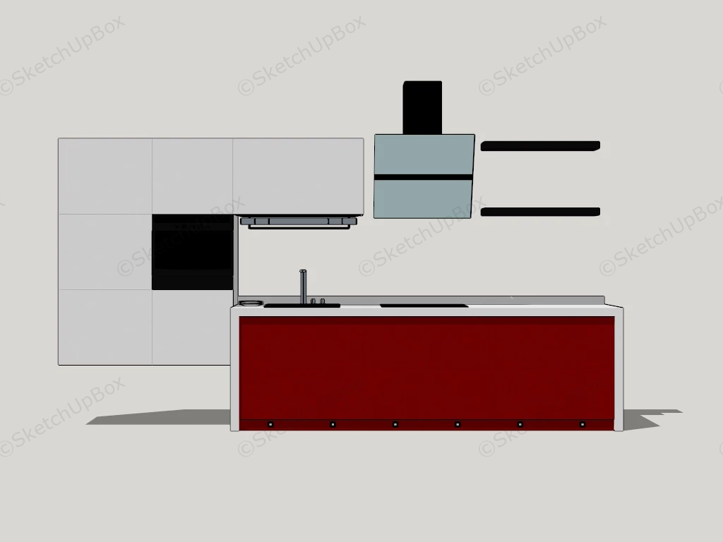 Red And White Kitchen Cabinets sketchup model preview - SketchupBox