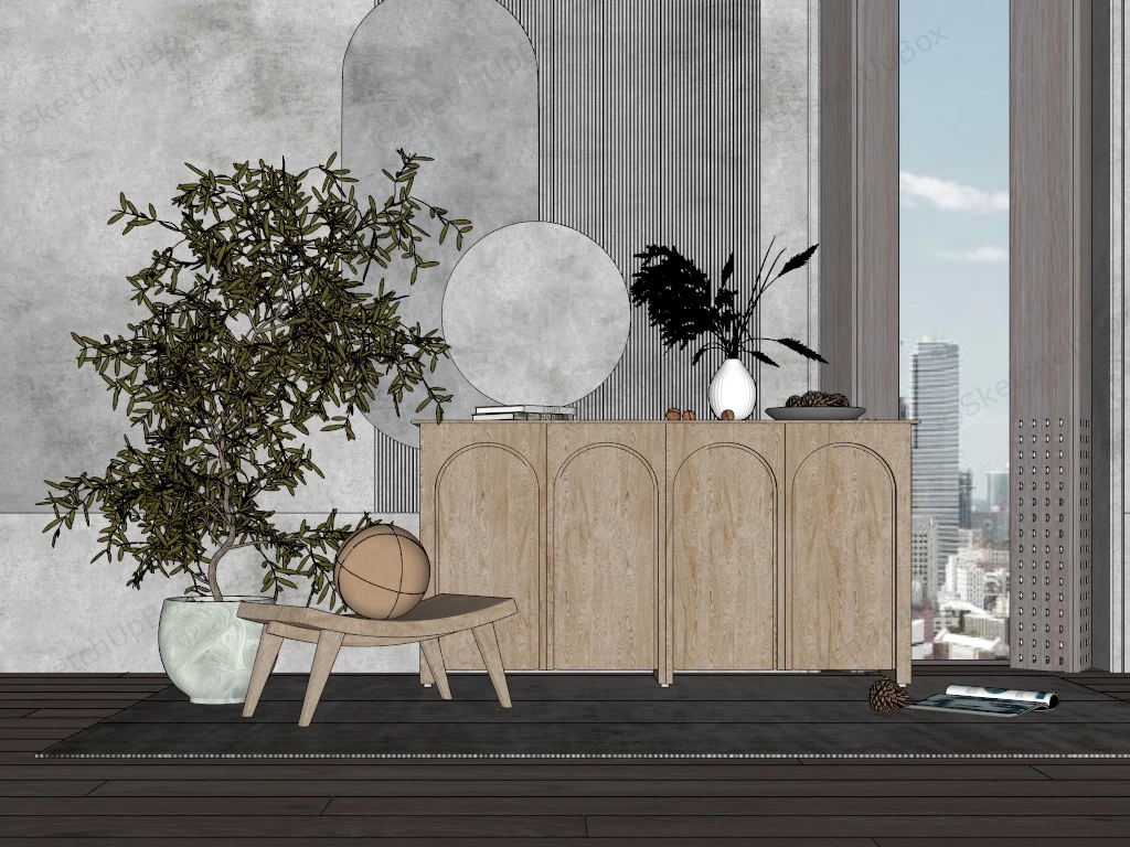 Wabi Sabi Style Sideboard sketchup model preview - SketchupBox