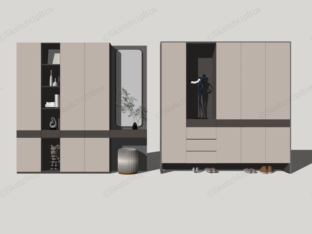 Mudroom & Entryway Storage Ideas sketchup model preview - SketchupBox