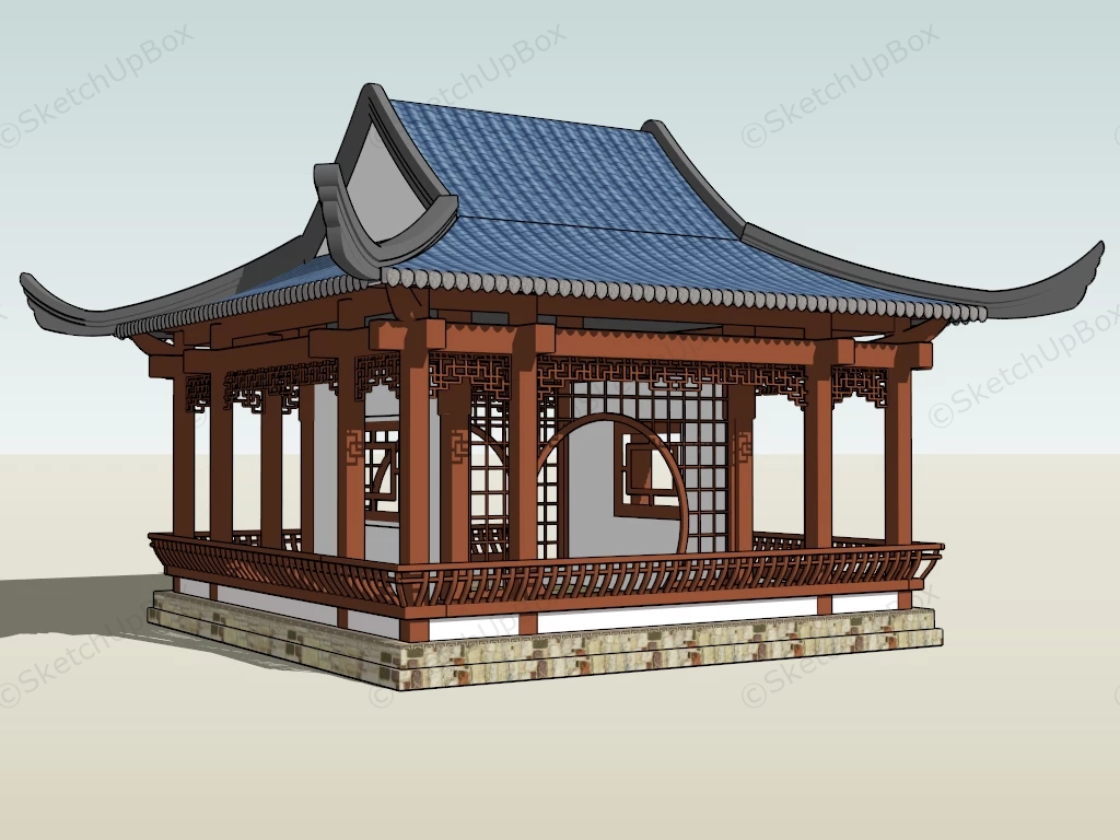 Traditional Chinese Pavilion sketchup model preview - SketchupBox