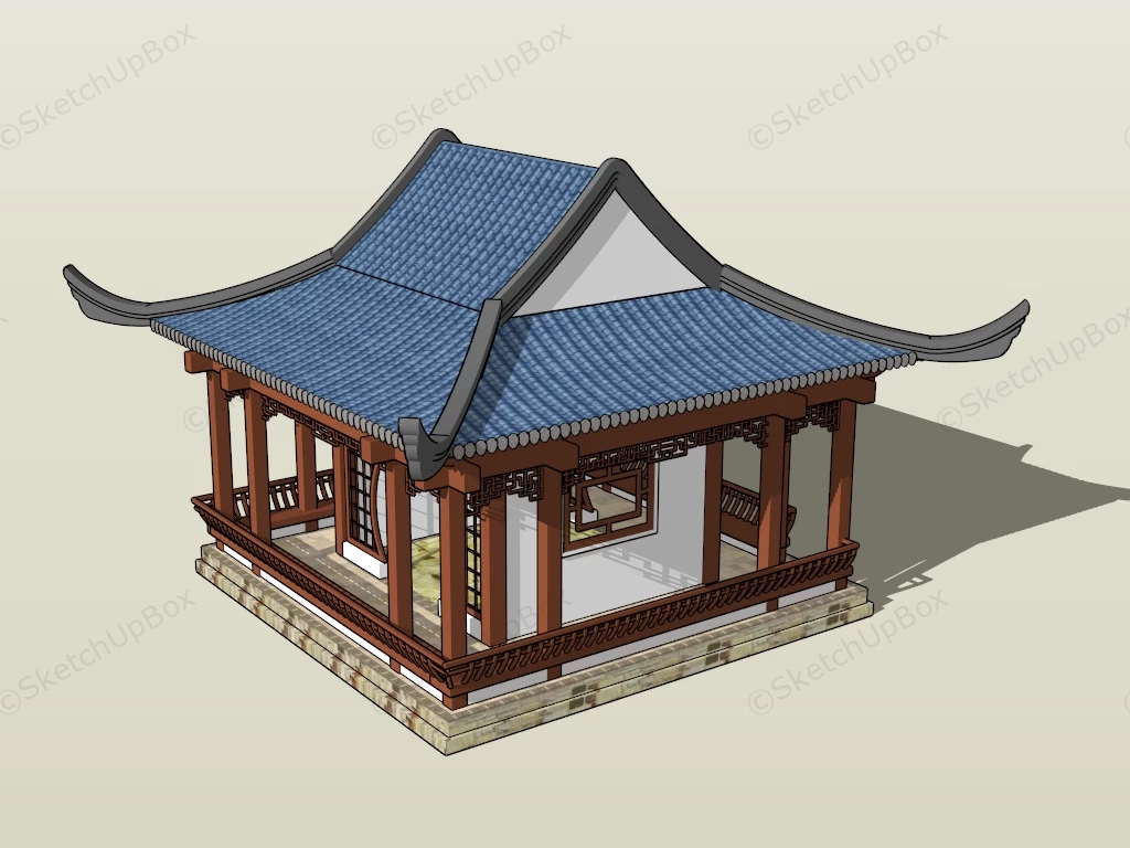 Traditional Chinese Pavilion sketchup model preview - SketchupBox