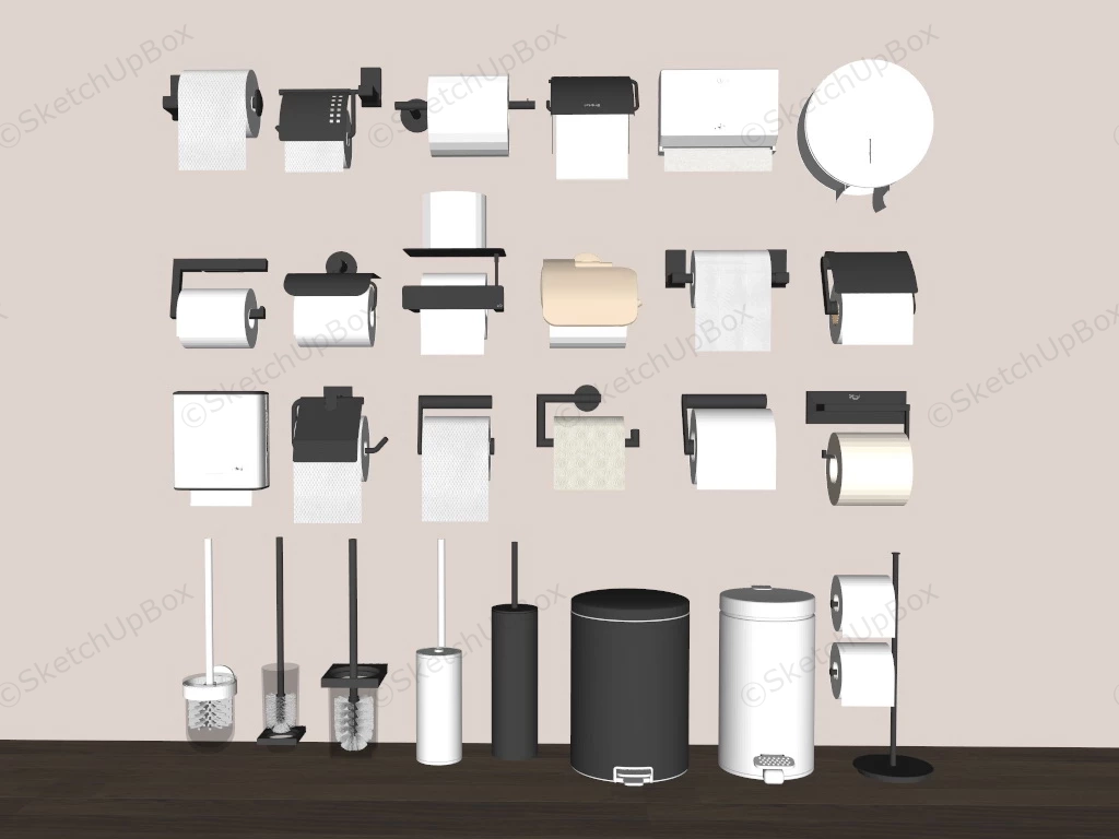 Toilet Roll Holders And Bathroom Tools sketchup model preview - SketchupBox