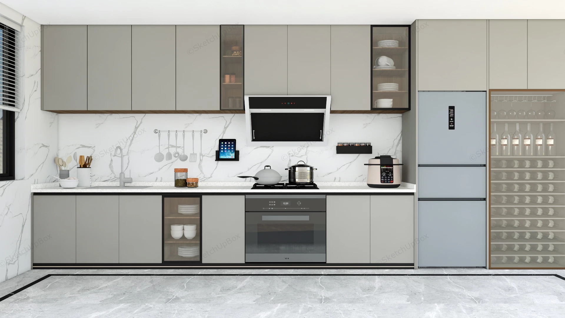 Modern Grey Kitchen Cabinets Ideas sketchup model preview - SketchupBox