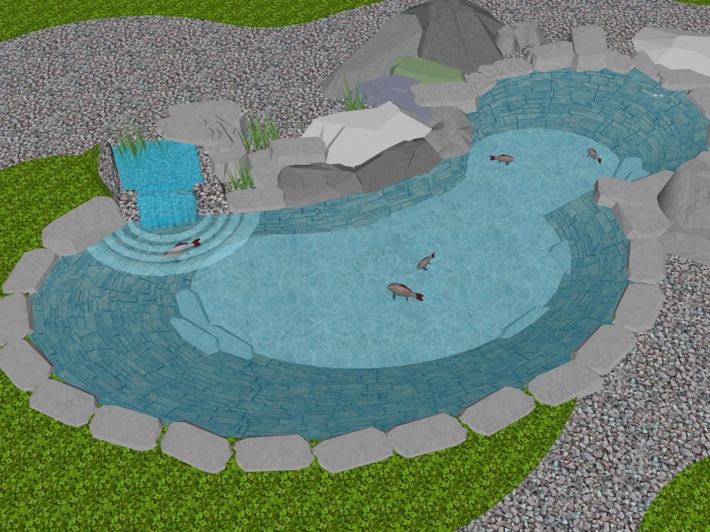 Small Garden Pond sketchup model preview - SketchupBox