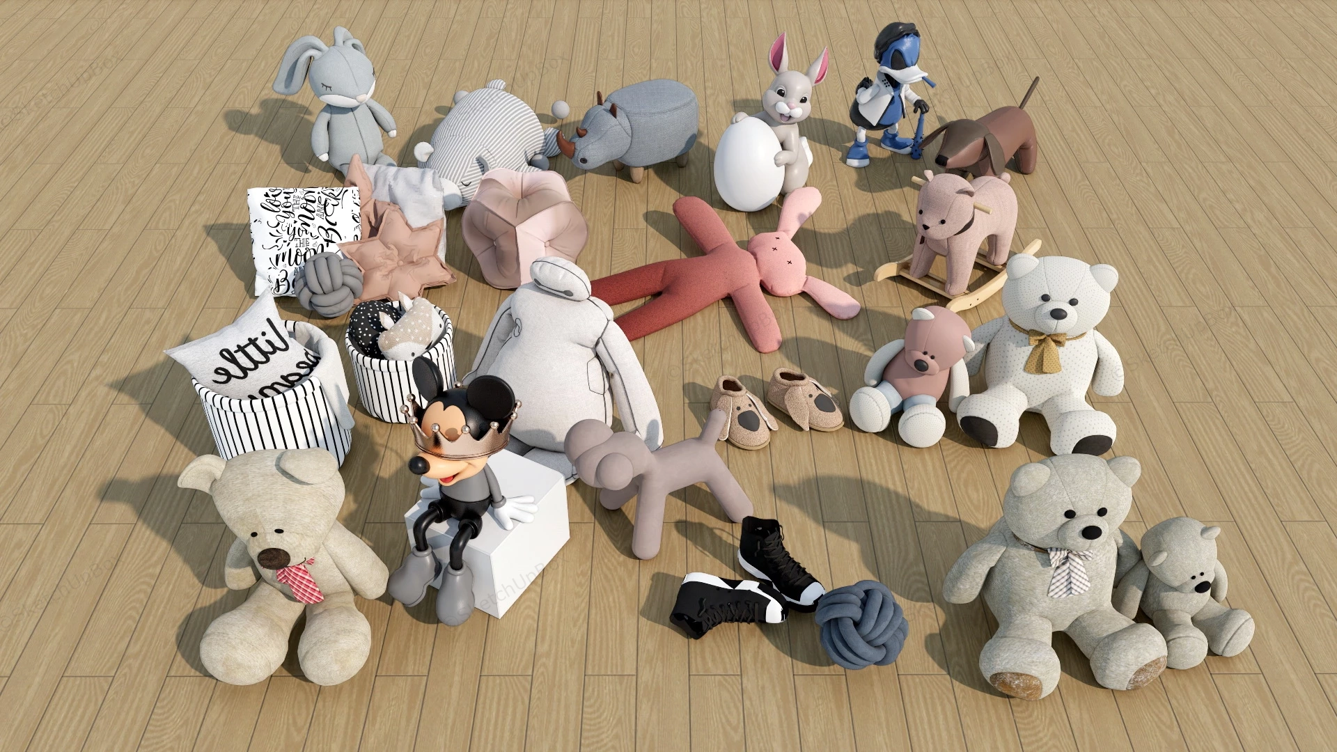 Stuffed Animal Collection sketchup model preview - SketchupBox