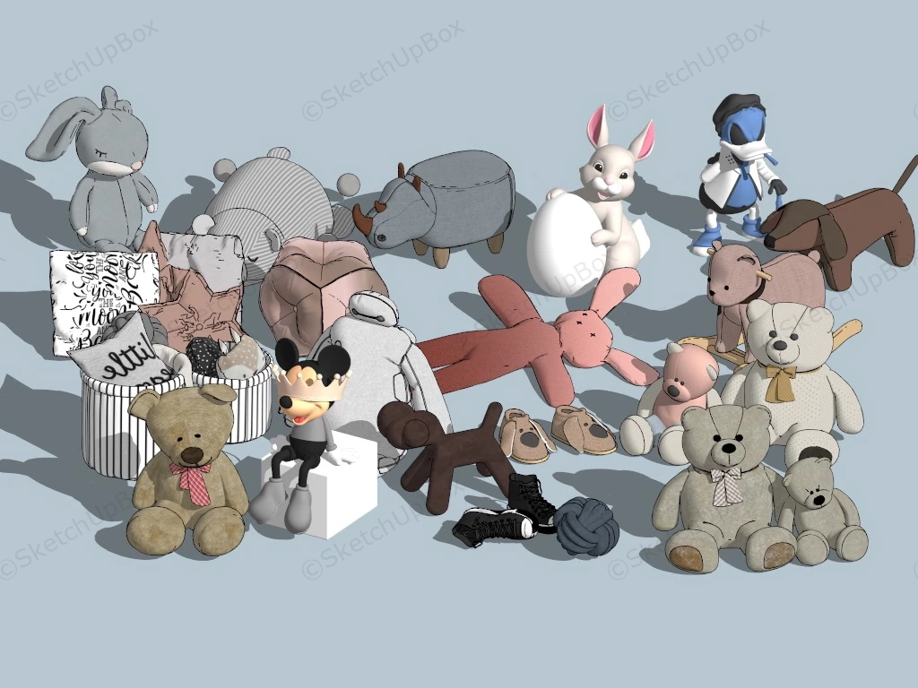 Stuffed Animal Collection sketchup model preview - SketchupBox