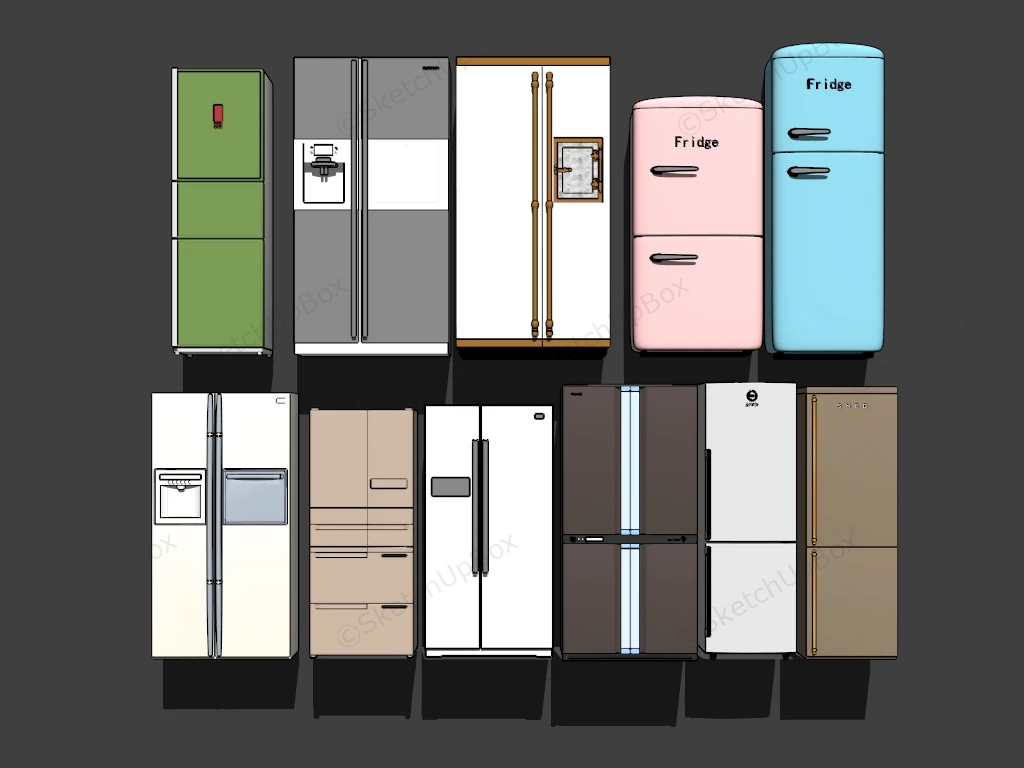 Vintage Fridge Collection sketchup model preview - SketchupBox