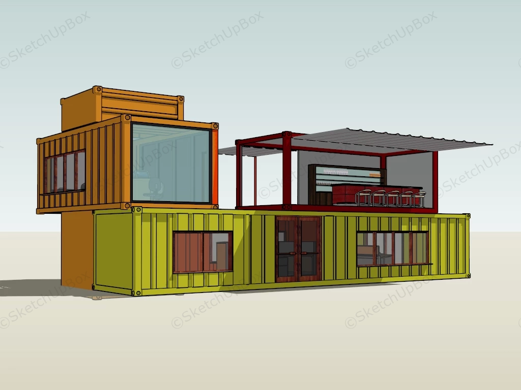 Container Office Buildings sketchup model preview - SketchupBox