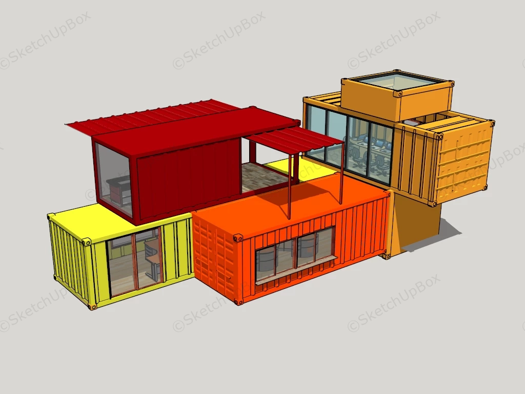 Container Office Buildings sketchup model preview - SketchupBox