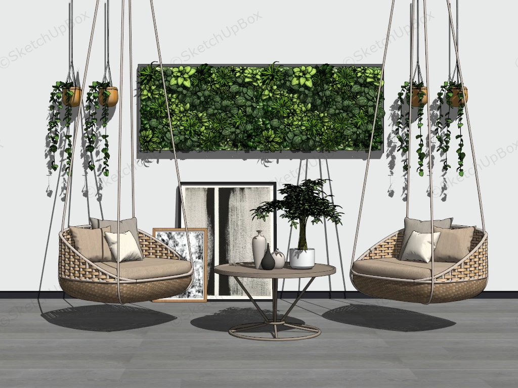 Porch Design With Swing Chair sketchup model preview - SketchupBox