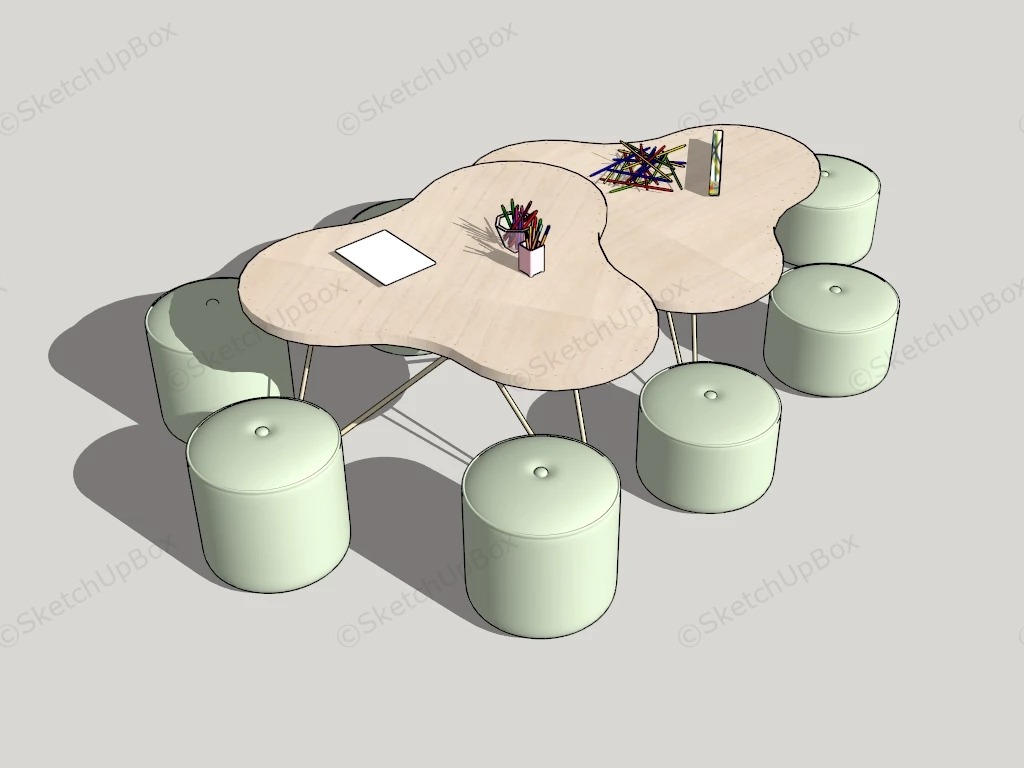 Kids Art Table And Chairs sketchup model preview - SketchupBox