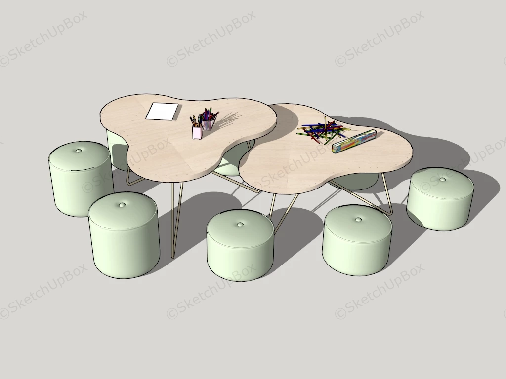 Kids Art Table And Chairs sketchup model preview - SketchupBox