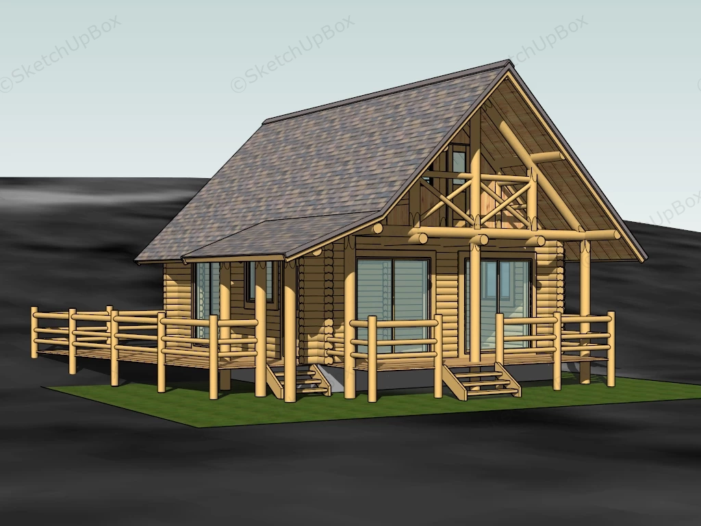 Small Log Cabin Home sketchup model preview - SketchupBox