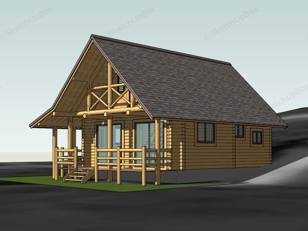 Small Log Cabin Home sketchup model preview - SketchupBox