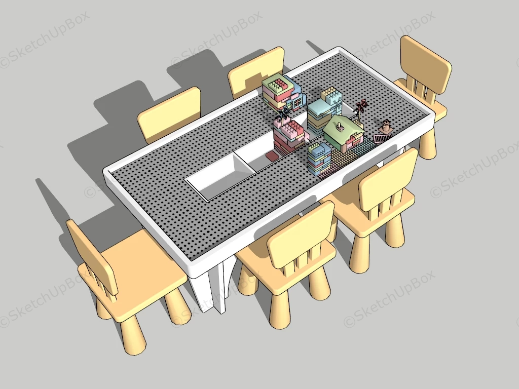 Kids LEGO Table And Chairs sketchup model preview - SketchupBox