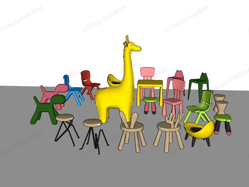 Kids Chairs And Stools sketchup model preview - SketchupBox