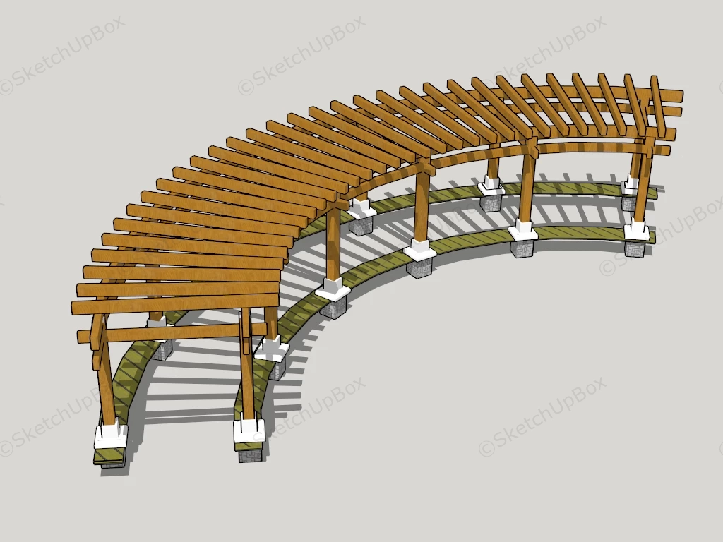 Curved Pergola Walkway sketchup model preview - SketchupBox