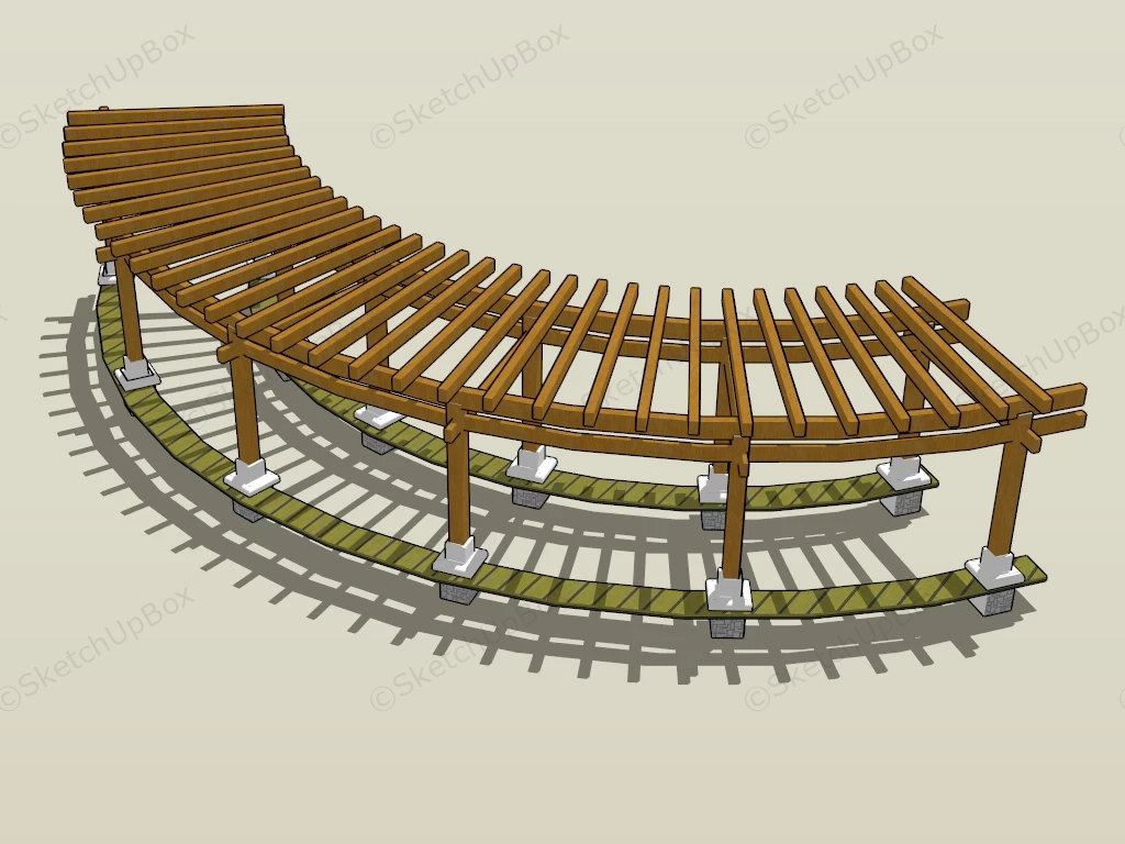 Curved Pergola Walkway sketchup model preview - SketchupBox