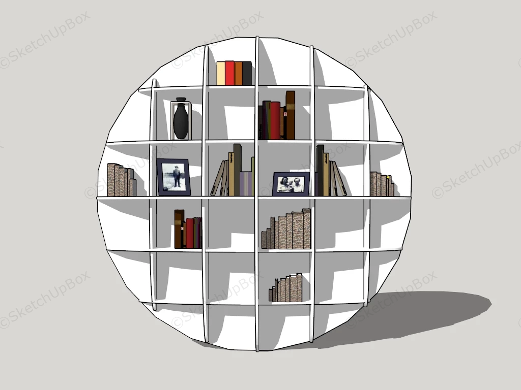 Wall Mount Round Bookshelf sketchup model preview - SketchupBox