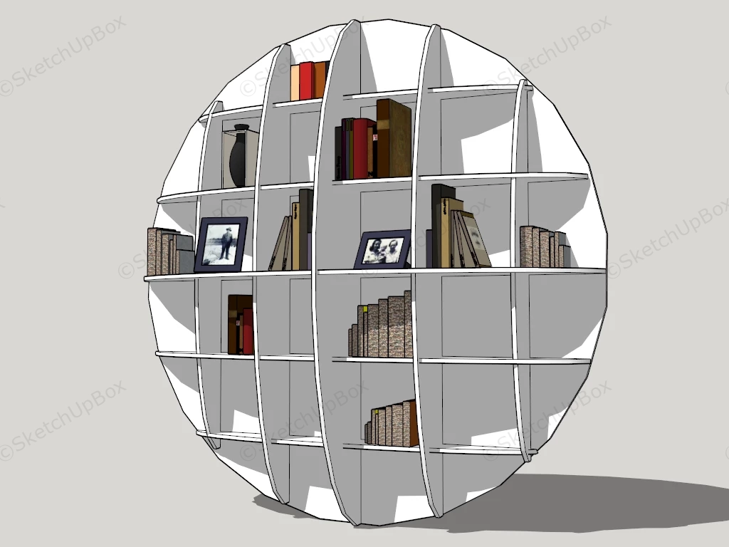 Wall Mount Round Bookshelf sketchup model preview - SketchupBox