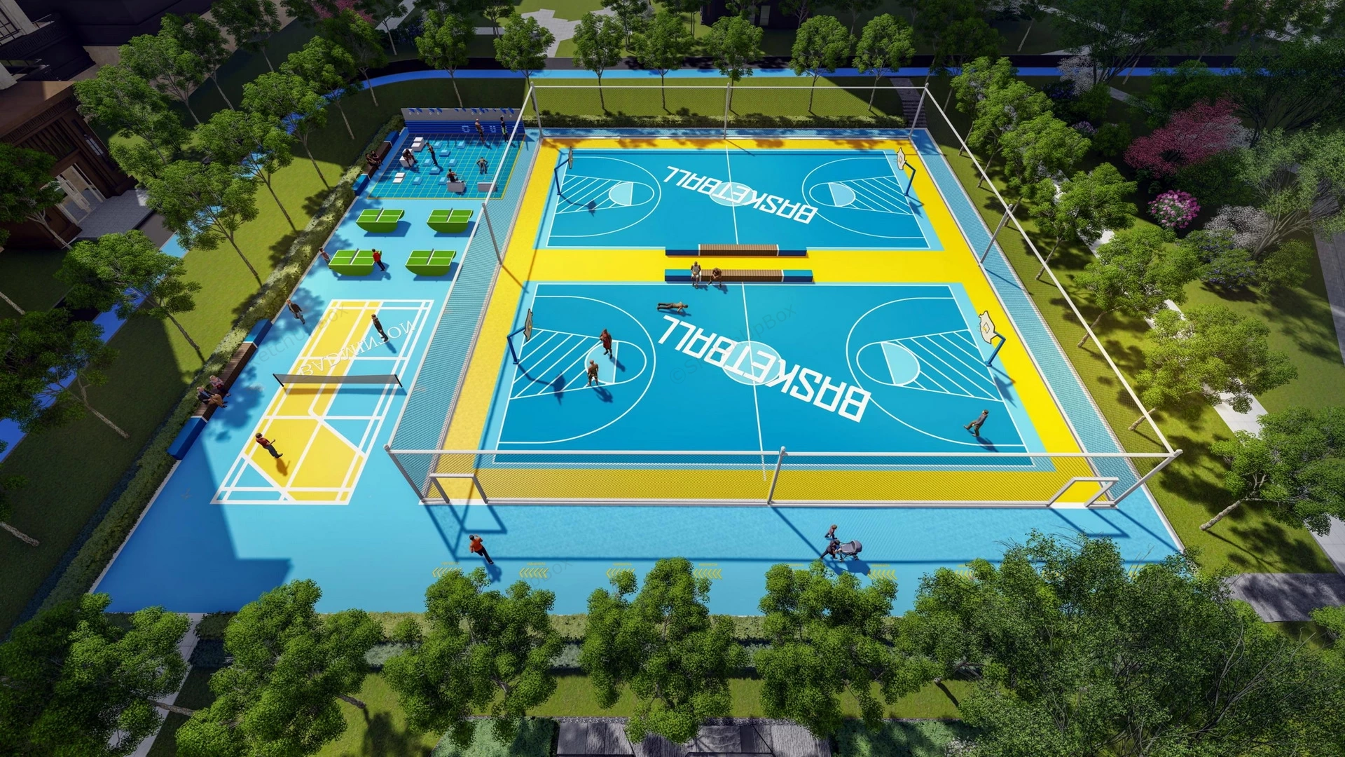 Outdoor Sports Field Complex sketchup model preview - SketchupBox