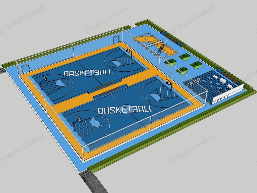 Outdoor Sports Field Complex sketchup model preview - SketchupBox