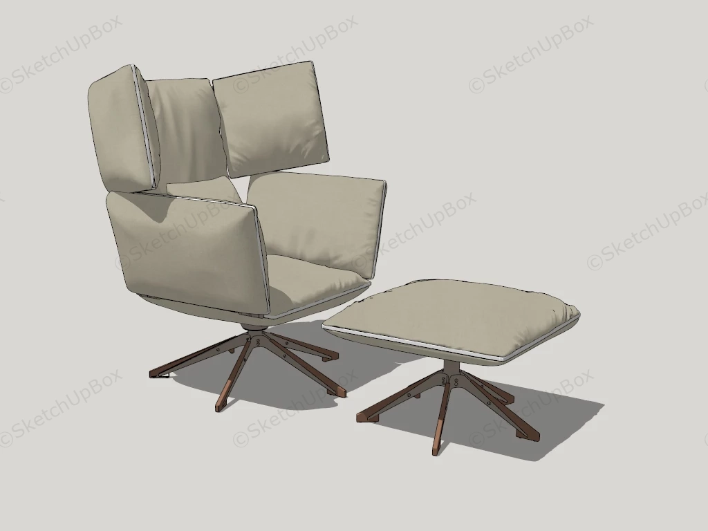 Fabric Recliner With Ottoman sketchup model preview - SketchupBox