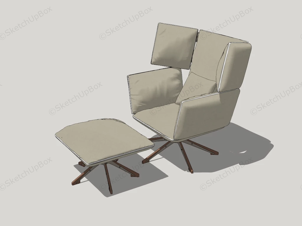 Fabric Recliner With Ottoman sketchup model preview - SketchupBox