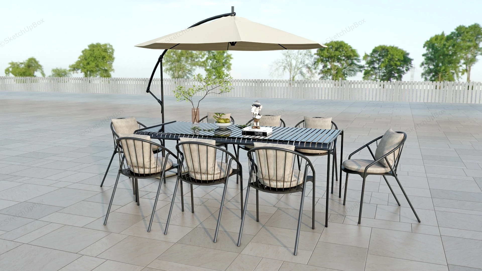 Metal Patio Dining Set sketchup model preview - SketchupBox