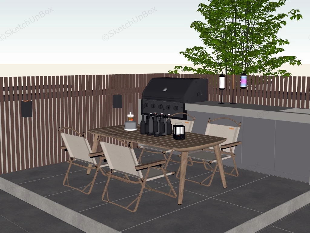 Outdoor Kitchen And Dining Idea sketchup model preview - SketchupBox