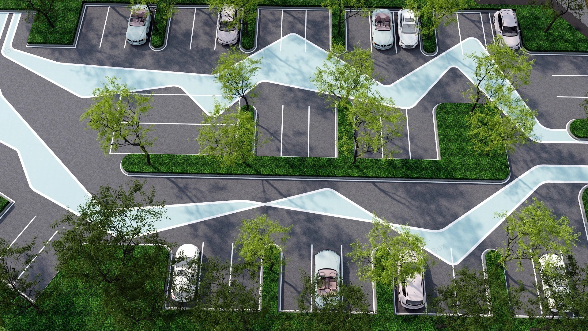 City Parking Lot Design sketchup model preview - SketchupBox