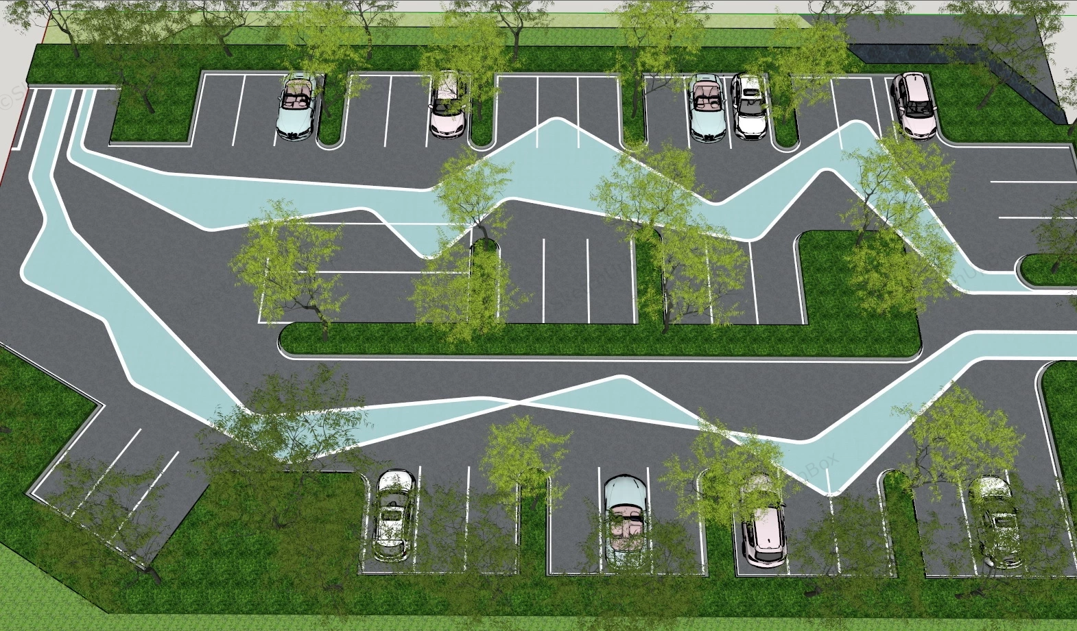 City Parking Lot Design sketchup model preview - SketchupBox