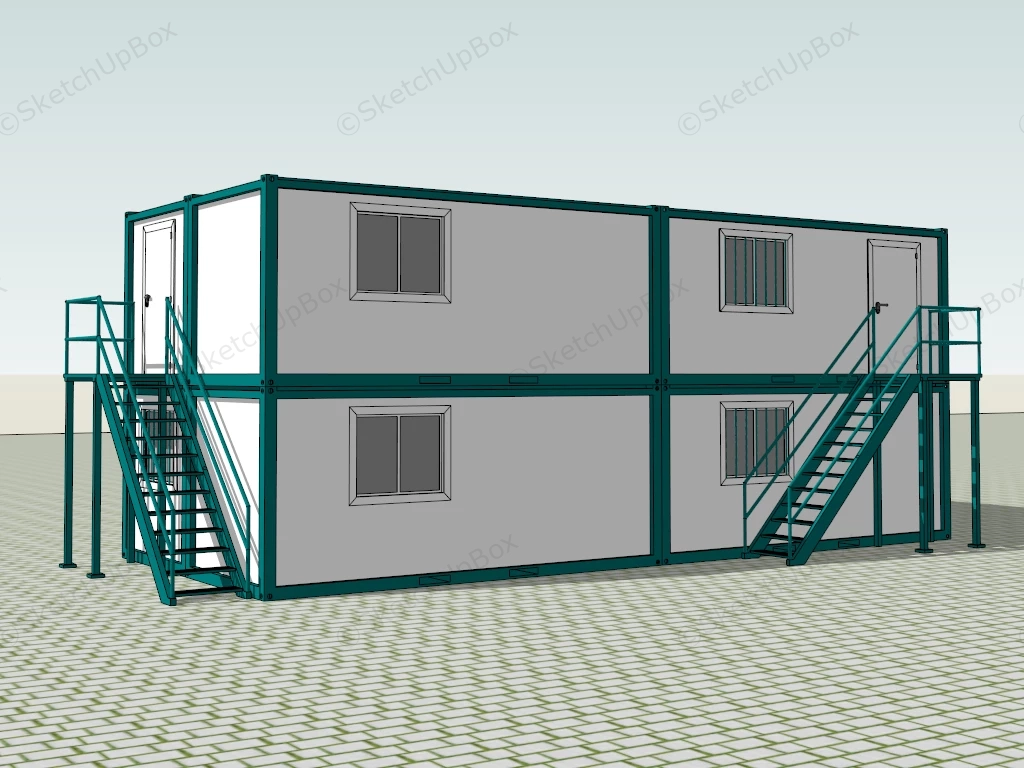 Double Storey Portable Offices sketchup model preview - SketchupBox