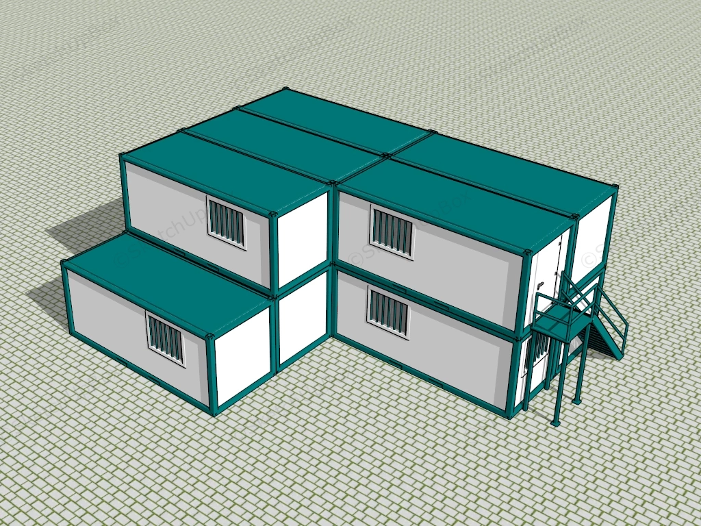 Double Storey Portable Offices sketchup model preview - SketchupBox