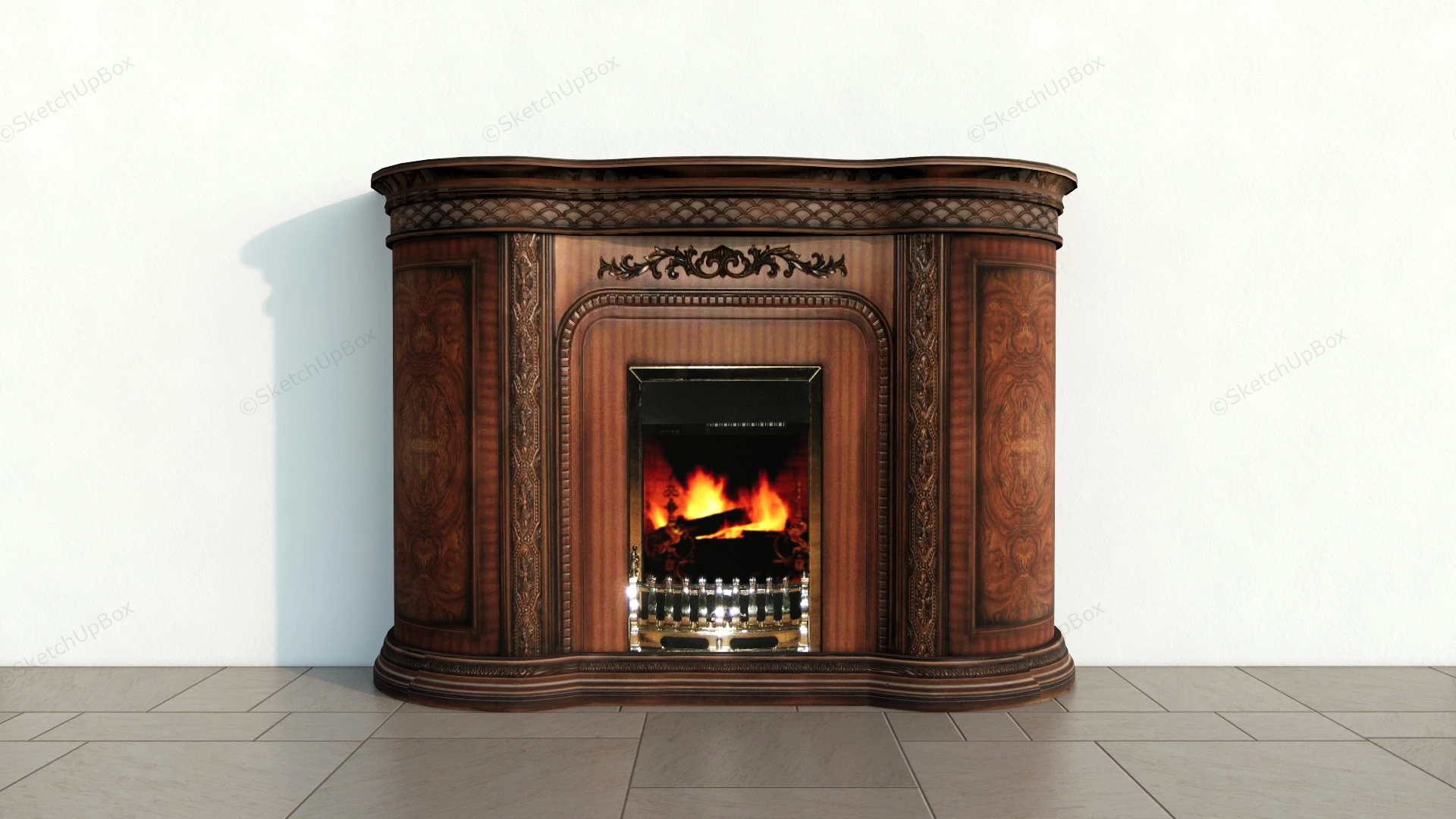 Carved Wood Fireplace Surround sketchup model preview - SketchupBox